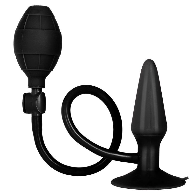 SE-0395-70-2x1.jpg Black Booty Call Pumper Silicone Inflatable Small Anal Plug - Image 1