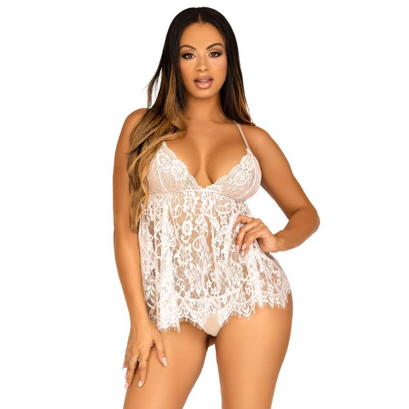 Leg Avenue Lace Babydoll And G String Panty - Image 1